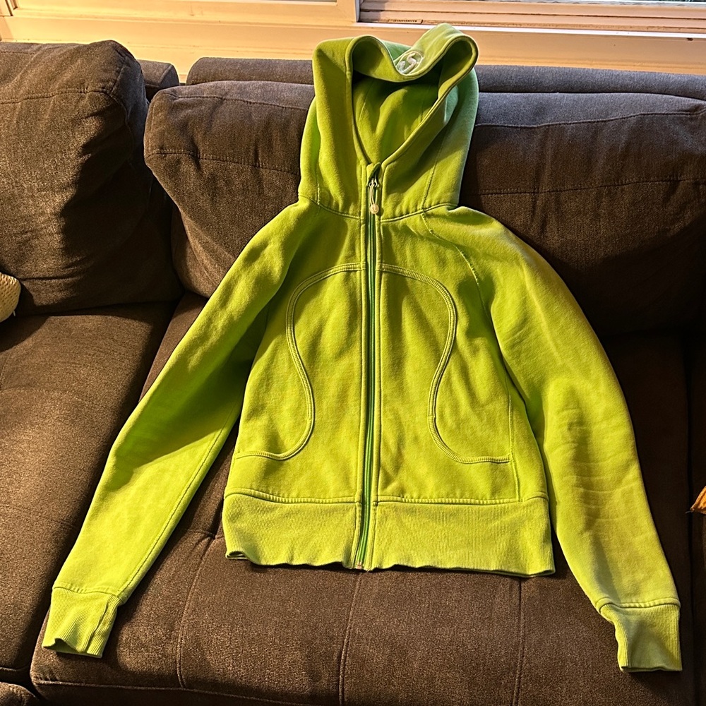 Lululemon Lime Green Zip-Up Hoodie with Logo